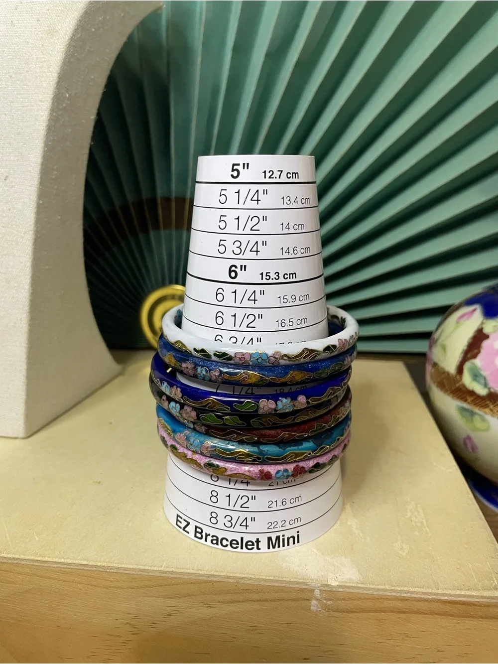 Colorful Cloisonné Stack Bracelet Lot with Cinnabar and Stone Bangle Asian